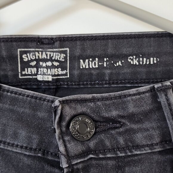 Levi's Women's Dark Gray/ Black  Mid Rise Straight Jeans - Picture 4 of 5